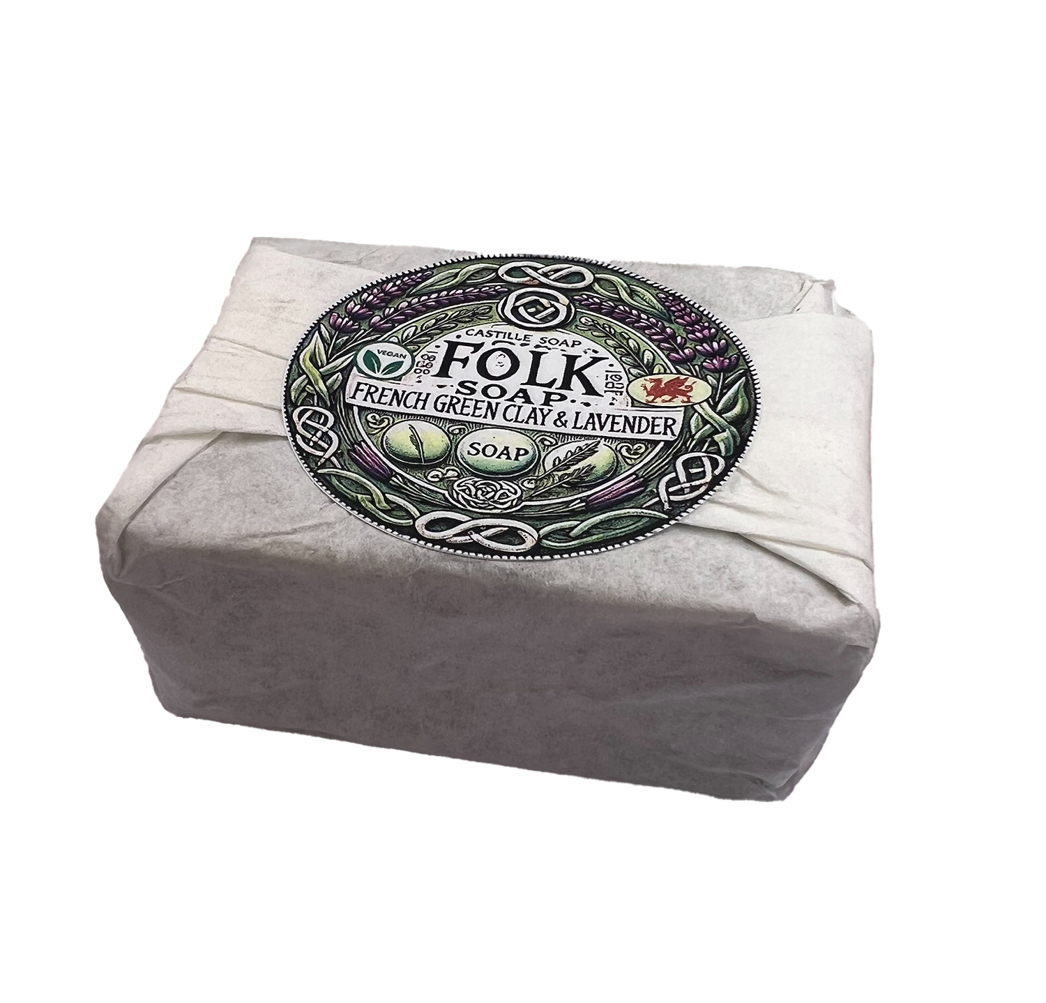 Lavender Castile 72% Olive Oil Soap Bar with Green Clay | Gently Cleanse | Soften Skin (170g)